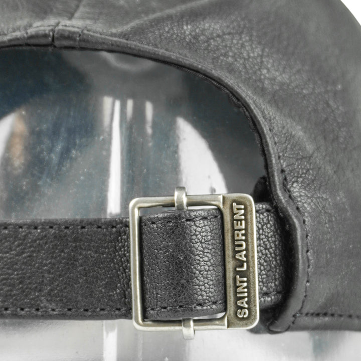 Saint Laurent Leather Cap With Small Visor in Black - Discounts on Saint Laurent at UAL