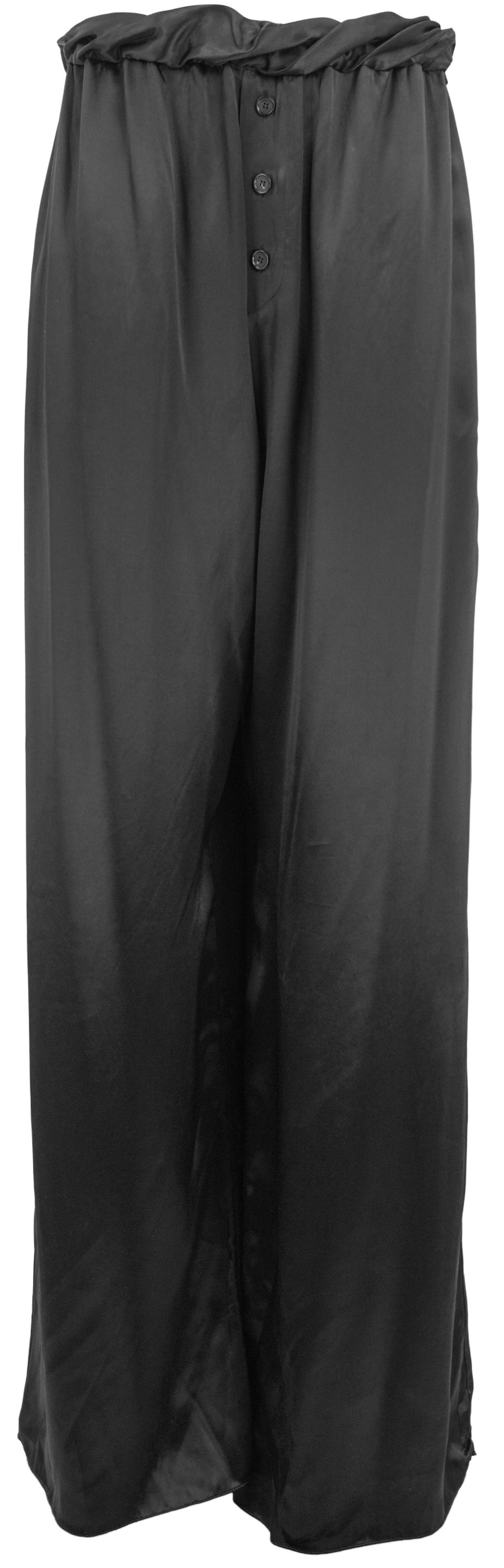 Ferragamo Gathered Waist Satin Trousers in Black - Discounts on Salvatore Ferragamo at UAL