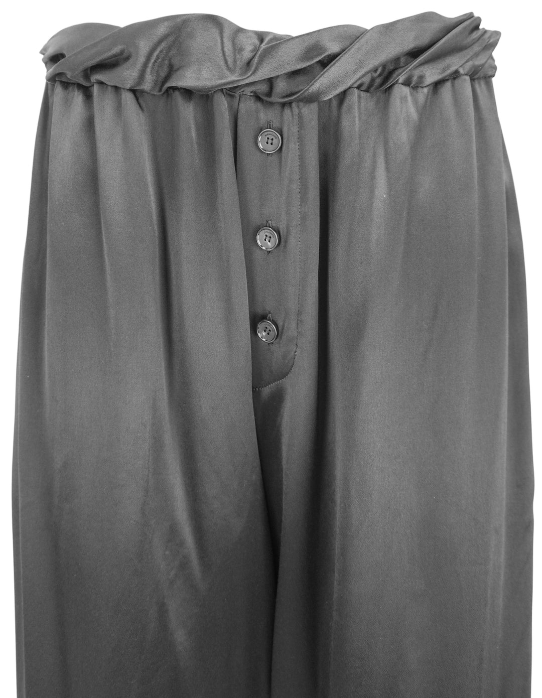 Ferragamo Gathered Waist Satin Trousers in Black - Discounts on Salvatore Ferragamo at UAL
