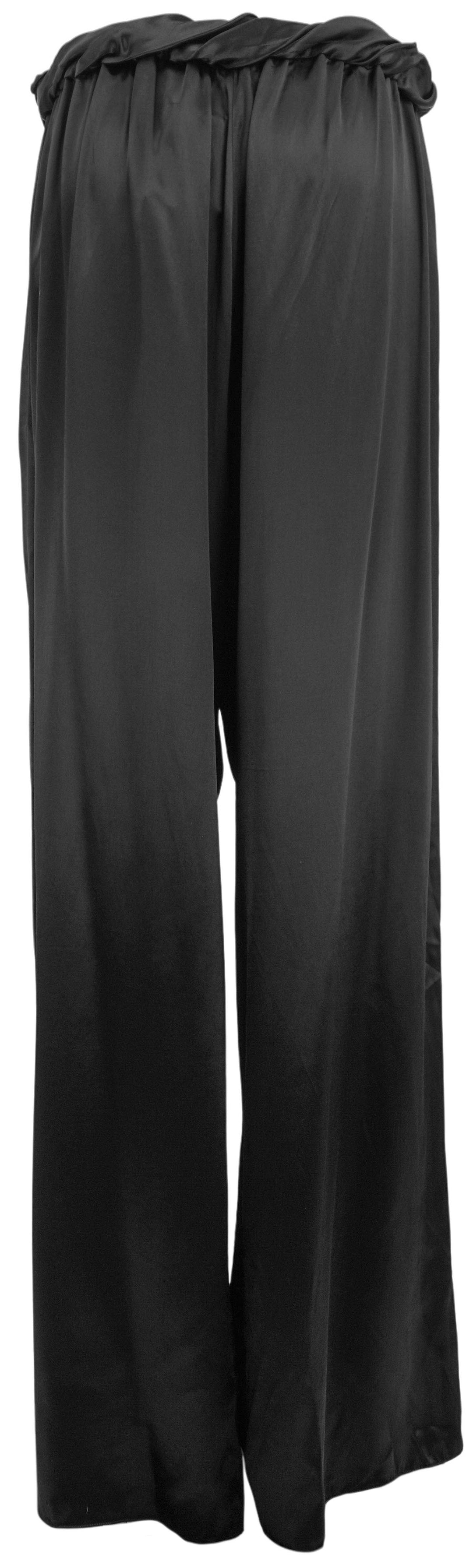 Ferragamo Gathered Waist Satin Trousers in Black - Discounts on Salvatore Ferragamo at UAL