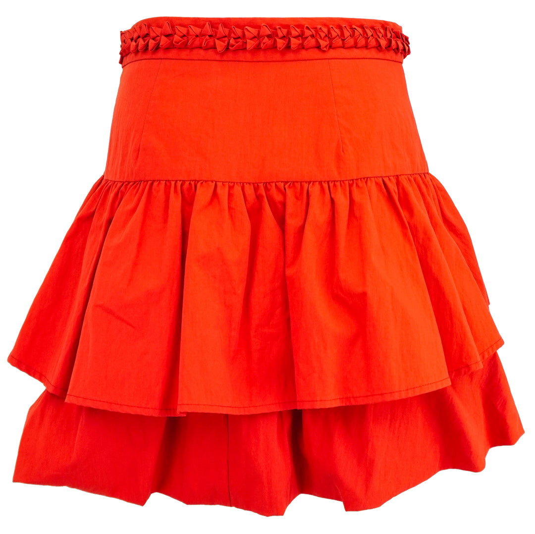 Rhode Tiered Mini Skirt in Red