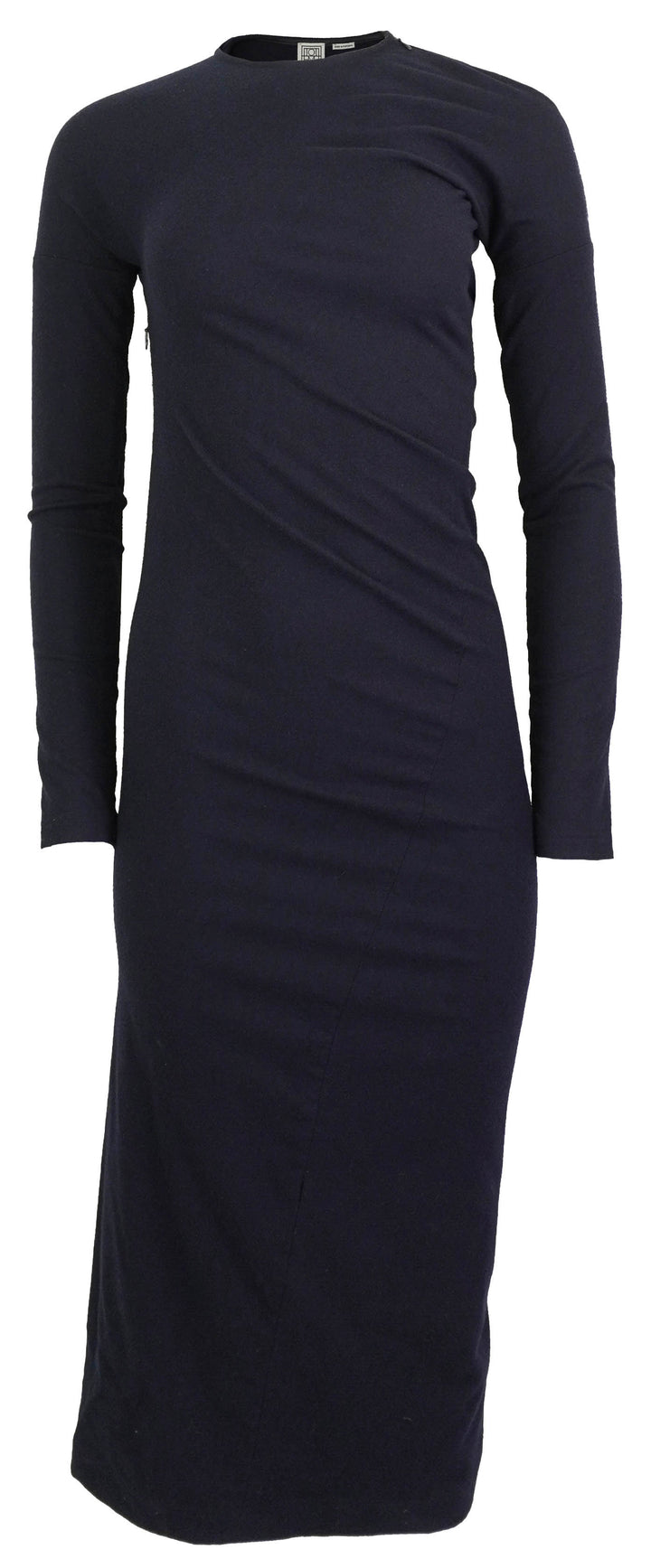 Toteme Twisted Flannel Dress in Navy