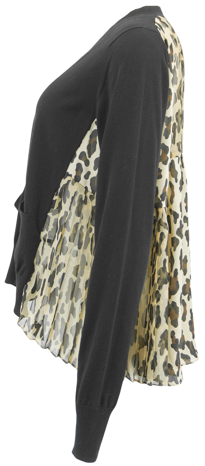 Sacai Cardigan in Black/Leopard Print