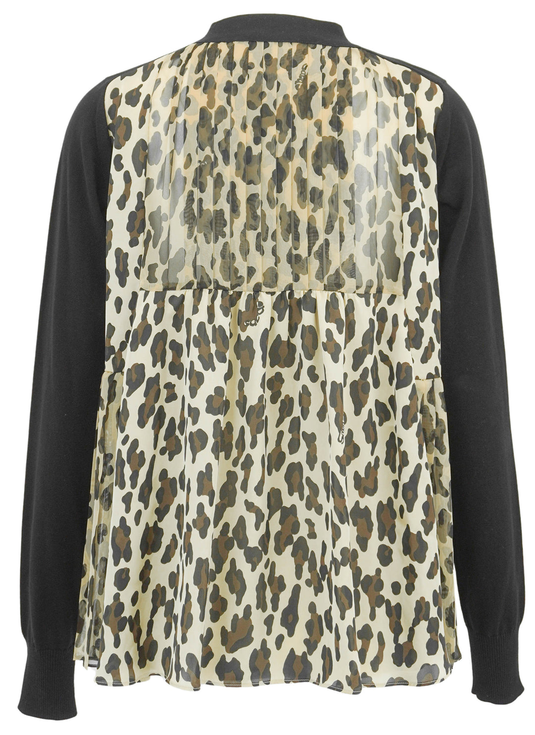 Sacai Cardigan in Black/Leopard Print