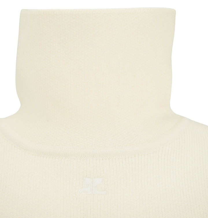 Courrèges Maxi Sweater with Zipper Detail in Natural