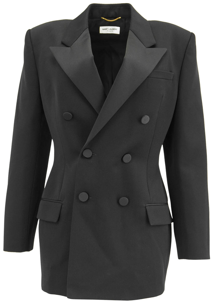 Saint Laurent Double Breasted Blazer in Black - Discounts on Saint Laurent at UAL
