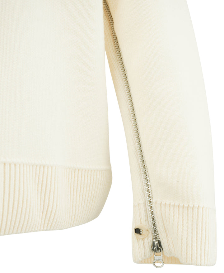 Courrèges Maxi Sweater with Zipper Detail in Natural