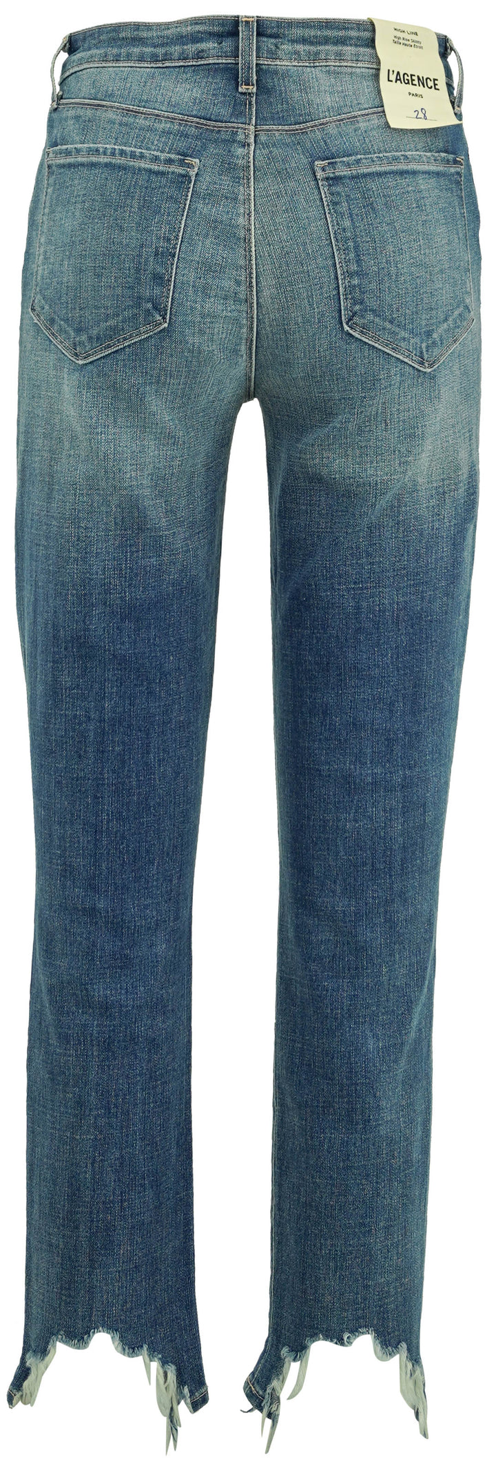 L'Agence High Line Distressed Skinny Jeans in Dark Wash Denim - Discounts on L'AGENCE at UAL