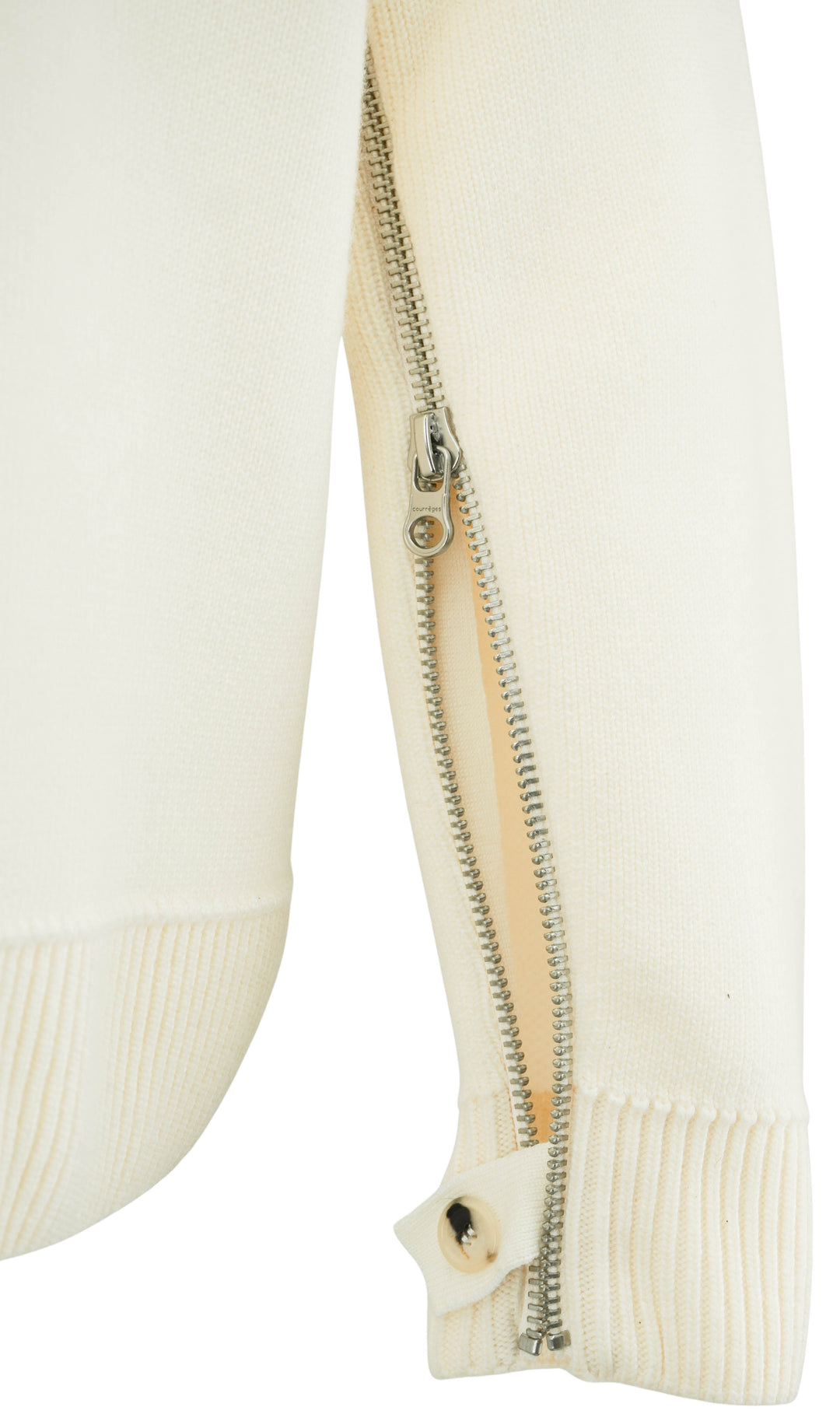 Courrèges Maxi Sweater with Zipper Detail in Natural