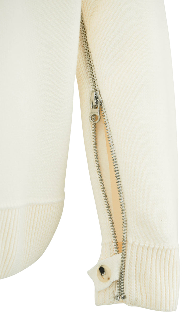Courrèges Maxi Sweater with Zipper Detail in Natural