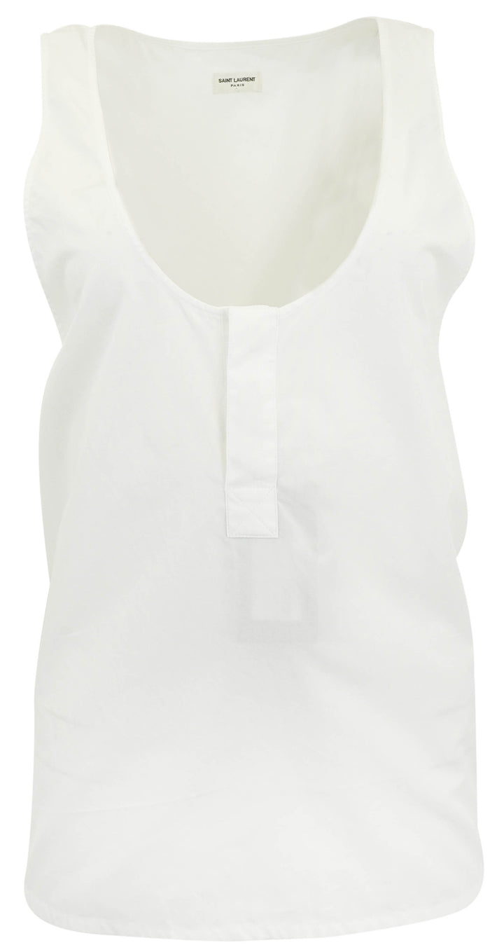 Saint Laurent Poplin Tank Top in White - Discounts on Saint Laurent at UAL
