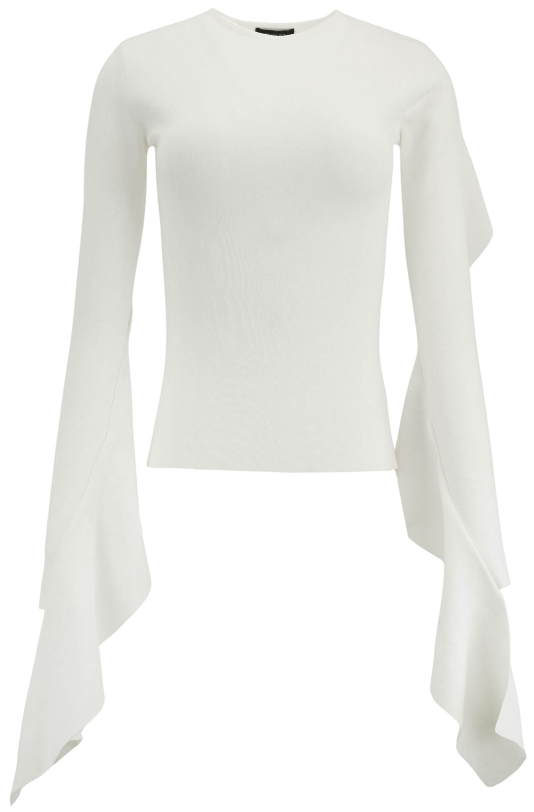 Mugler Ruffle Long Sleeve Top in Warm White - Discounts on Mugler at UAL