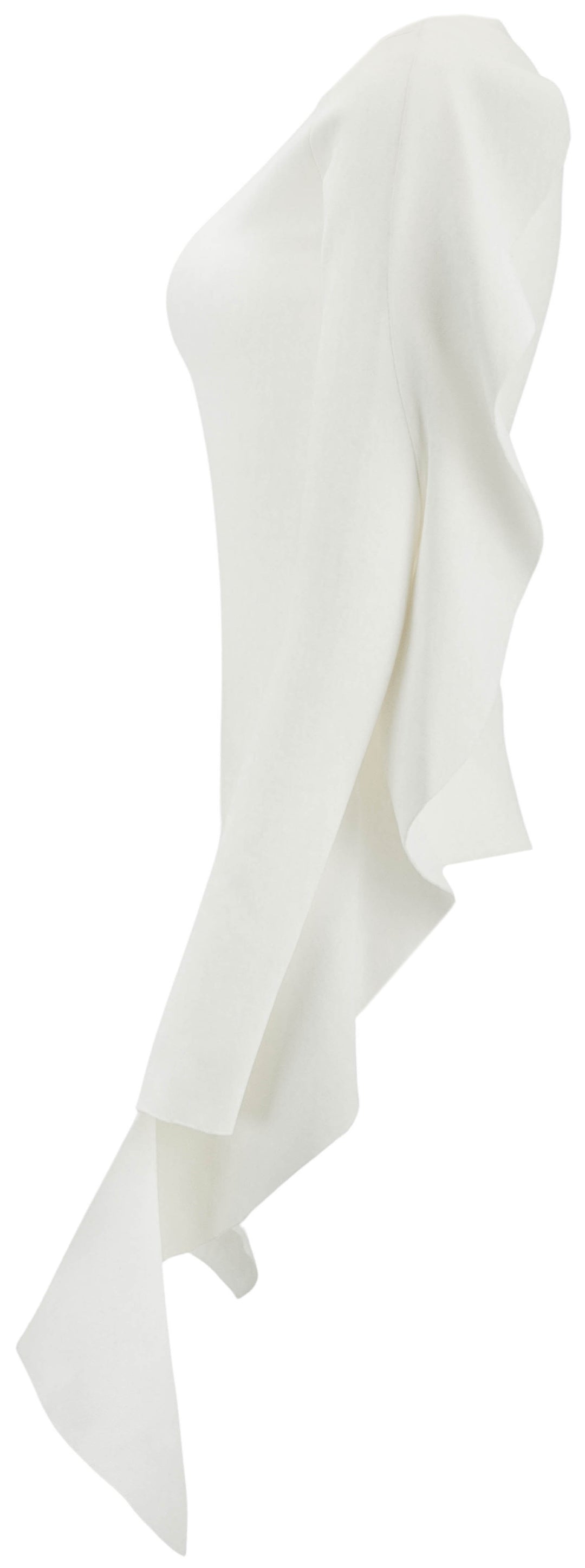Mugler Ruffle Long Sleeve Top in Warm White - Discounts on Mugler at UAL