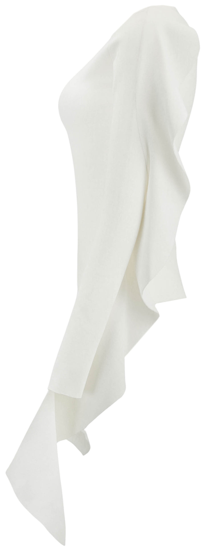 Mugler Ruffle Long Sleeve Top in Warm White - Discounts on Mugler at UAL