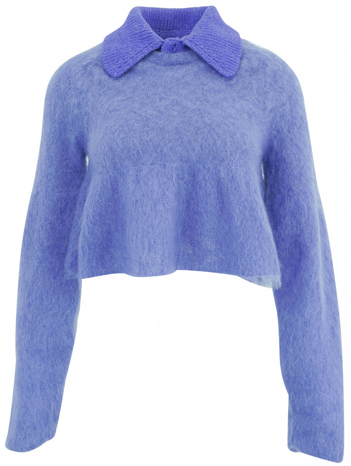 Loewe Wool Blend Polo Sweater in Blue - Discounts on LOEWE at UAL