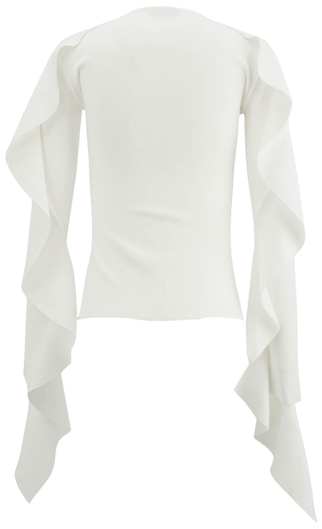 Mugler Ruffle Long Sleeve Top in Warm White - Discounts on Mugler at UAL