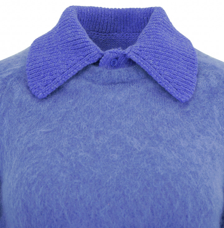 Loewe Wool Blend Polo Sweater in Blue - Discounts on LOEWE at UAL