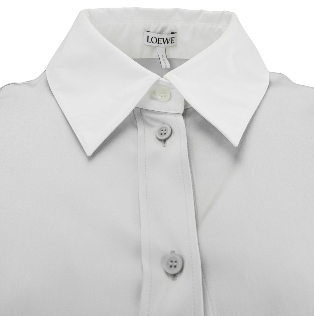 Loewe Long Sleeve Silk Shirt in Stone Grey - Discounts on LOEWE at UAL