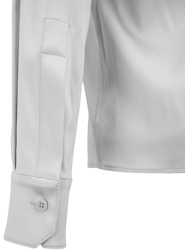 Loewe Long Sleeve Silk Shirt in Stone Grey - Discounts on LOEWE at UAL