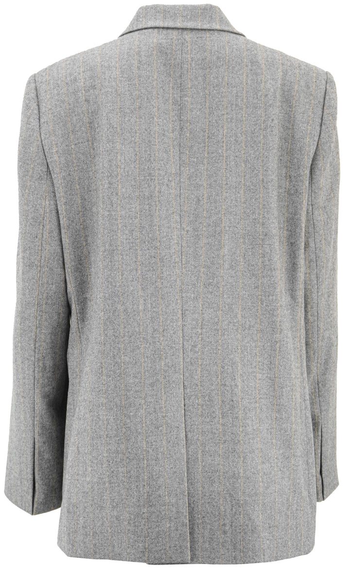 Zeynep Arcay Pinstripe Double Breasted Blazer in Grey - Discounts on Zeynep Arcay at UAL