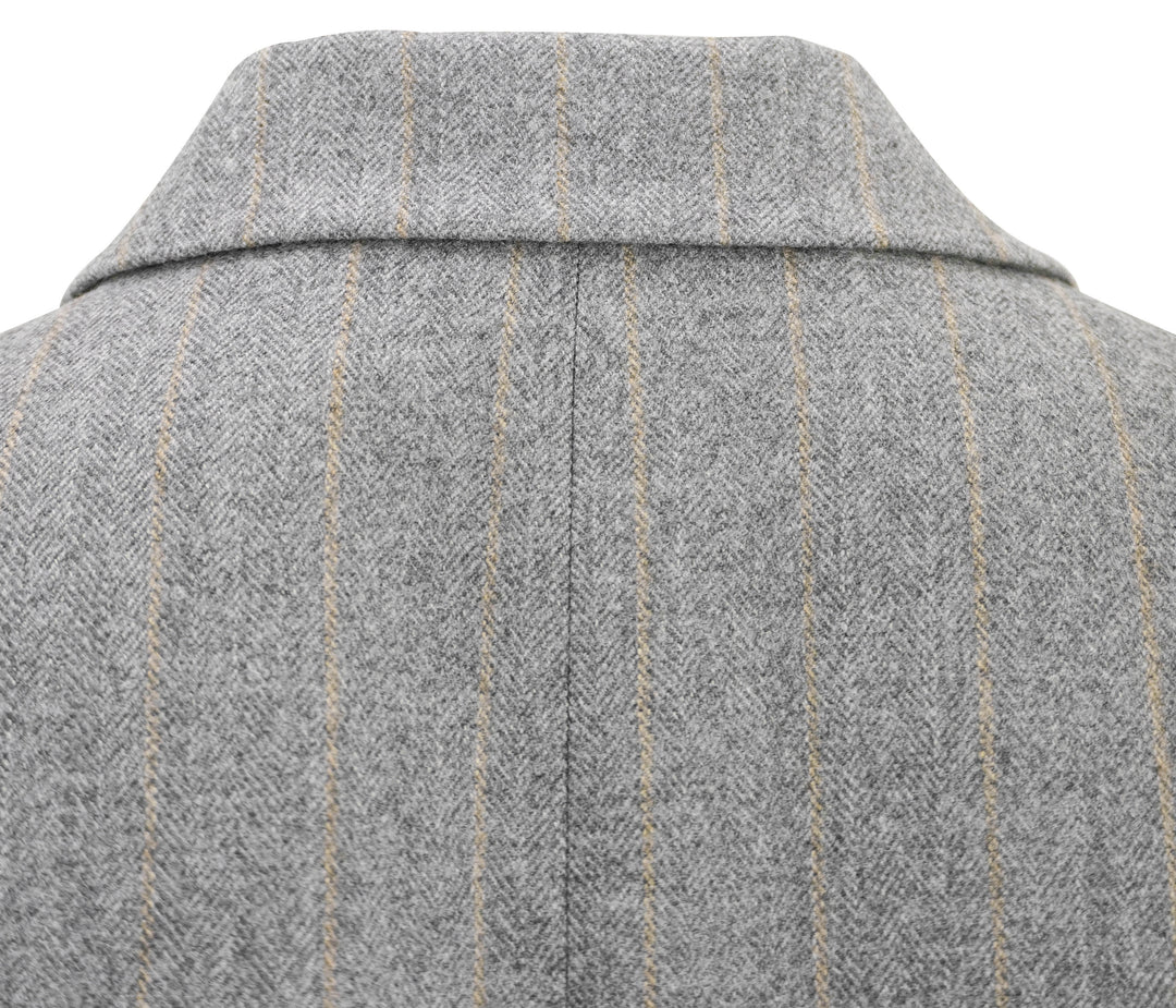 Zeynep Arcay Pinstripe Double Breasted Blazer in Grey - Discounts on Zeynep Arcay at UAL