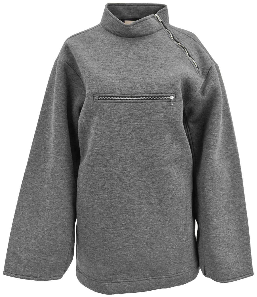 Plan C Collar Zip Viscose Scuba Jacket in Grey - Discounts on PLAN C at UAL