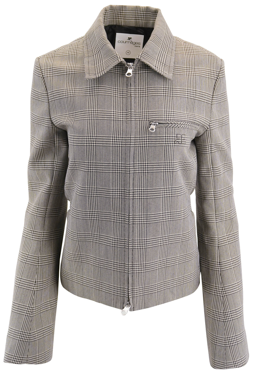 Courréges Prince of Whales Jacket in Brown Plaid - Discounts on Courrèges at UAL
