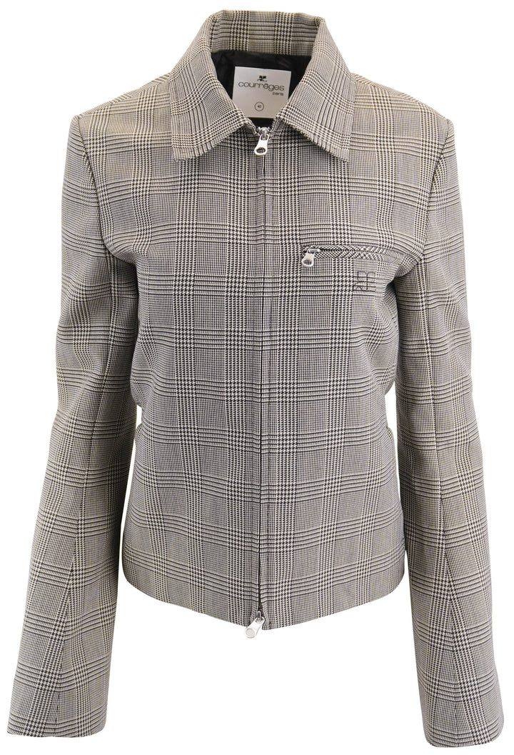 Courréges Prince of Whales Jacket in Brown Plaid - Discounts on Courrèges at UAL