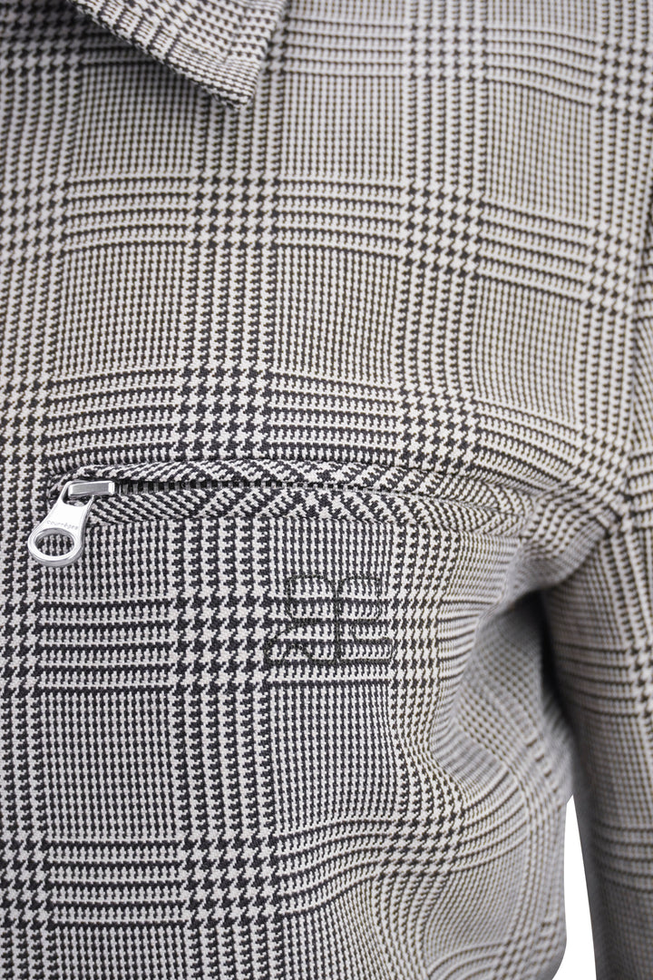 Courréges Prince of Whales Jacket in Brown Plaid - Discounts on Courrèges at UAL