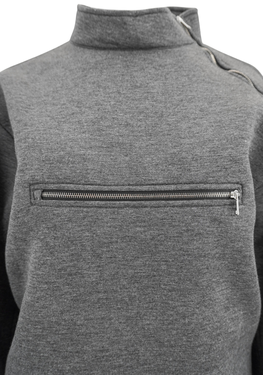 Plan C Collar Zip Viscose Scuba Jacket in Grey - Discounts on PLAN C at UAL