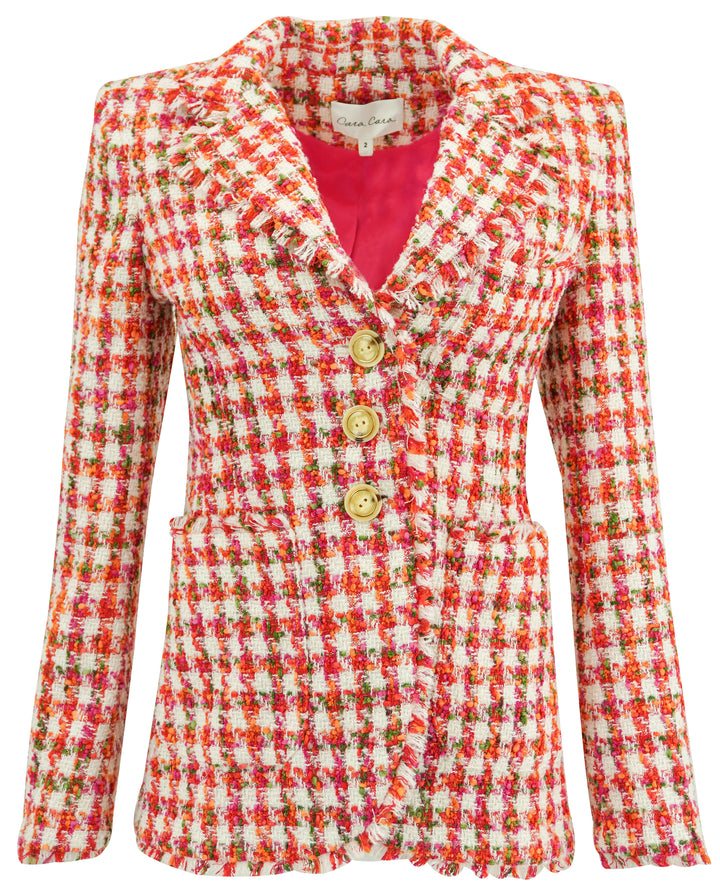 Cara Cara Ross Blazer in Red and Cream Boucle - Discounts on Cara Cara at UAL