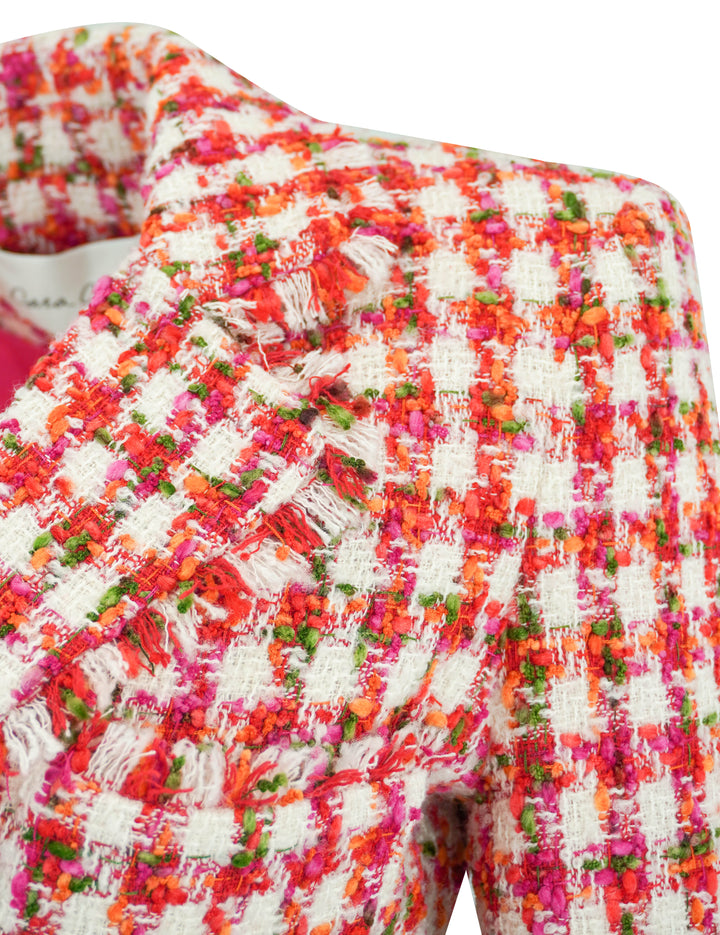 Cara Cara Ross Blazer in Red and Cream Boucle - Discounts on Cara Cara at UAL