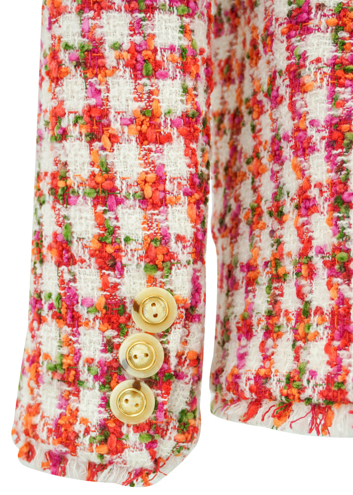 Cara Cara Ross Blazer in Red and Cream Boucle - Discounts on Cara Cara at UAL