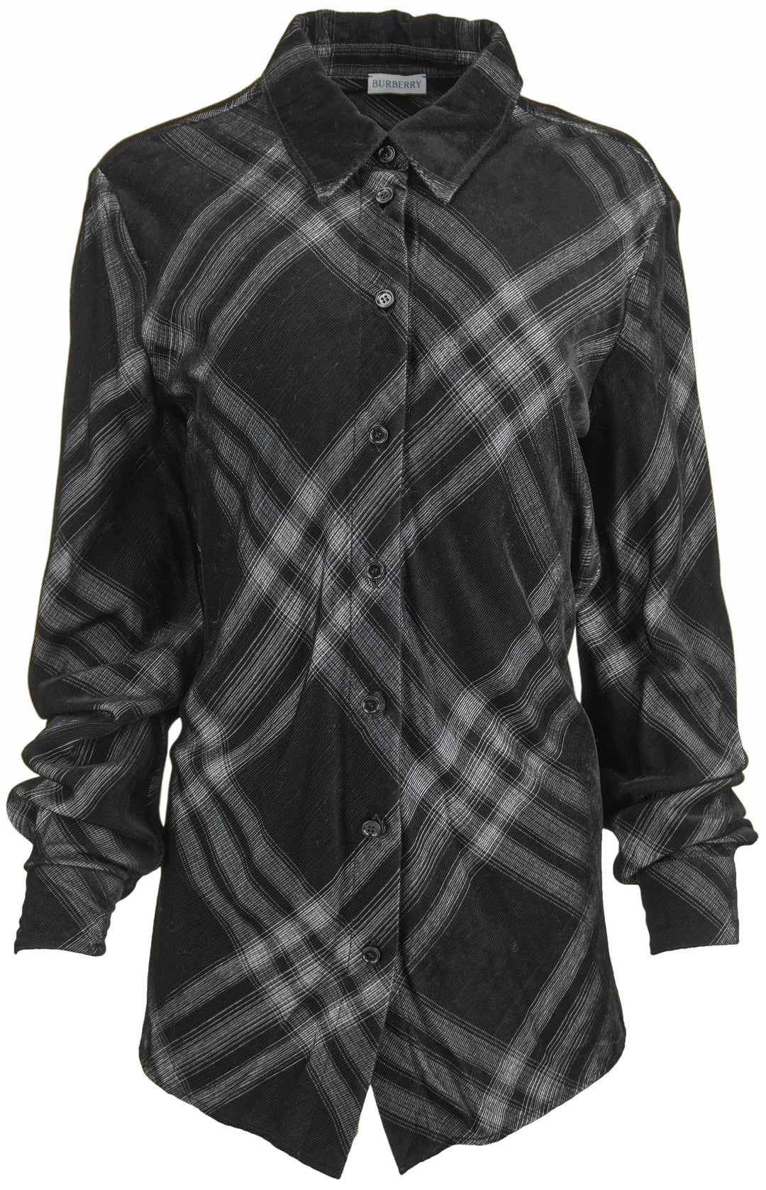 Burberry Check Button Up Shirt in Black and White - Discounts on Burberry at UAL