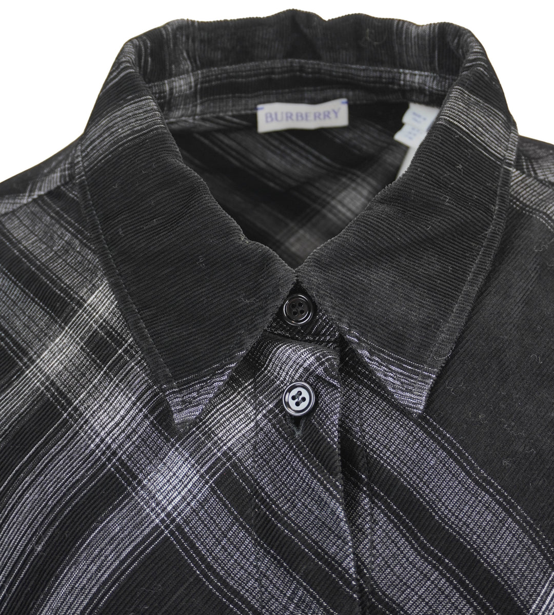 Burberry Check Button Up Shirt in Black and White - Discounts on Burberry at UAL
