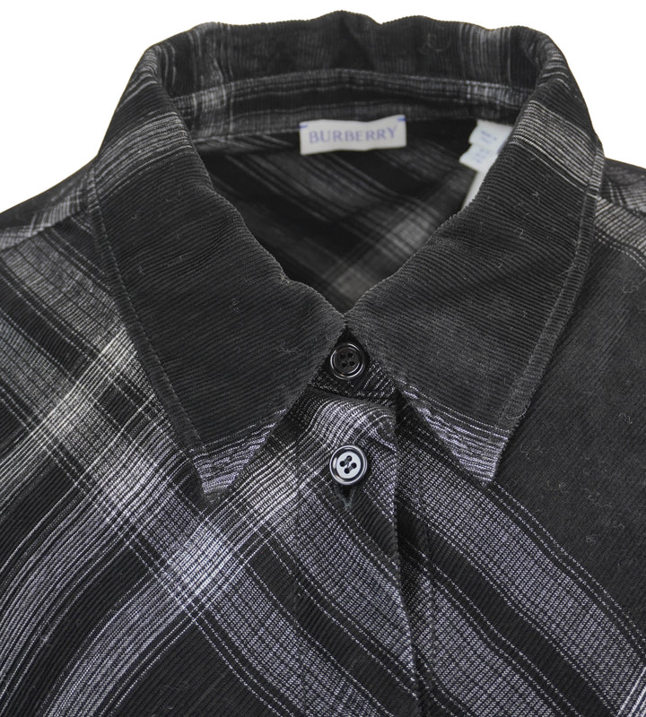 Burberry Check Button Up Shirt in Black and White - Discounts on Burberry at UAL