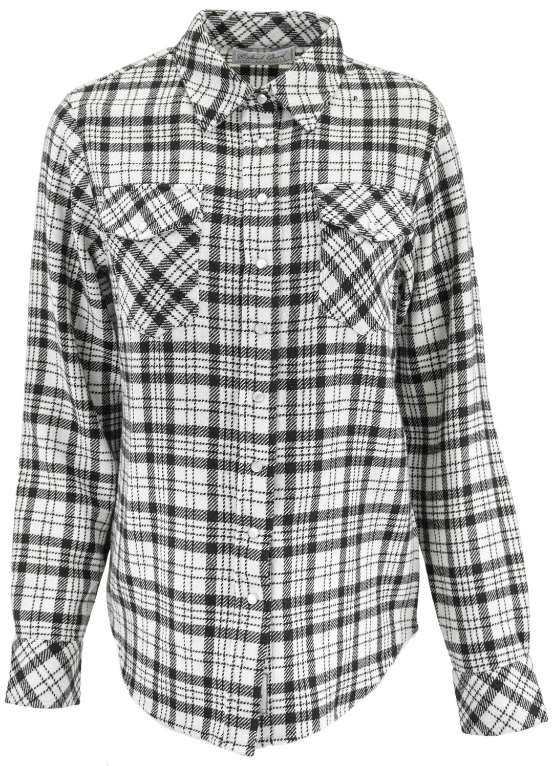 Richard Grand Plaid Cashmere Fitted Shirt in Black and White - Discounts on Richard Grand at UAL