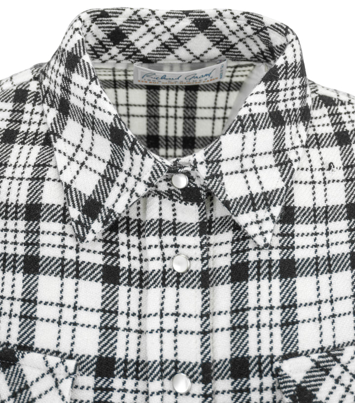 Richard Grand Plaid Cashmere Fitted Shirt in Black and White - Discounts on Richard Grand at UAL