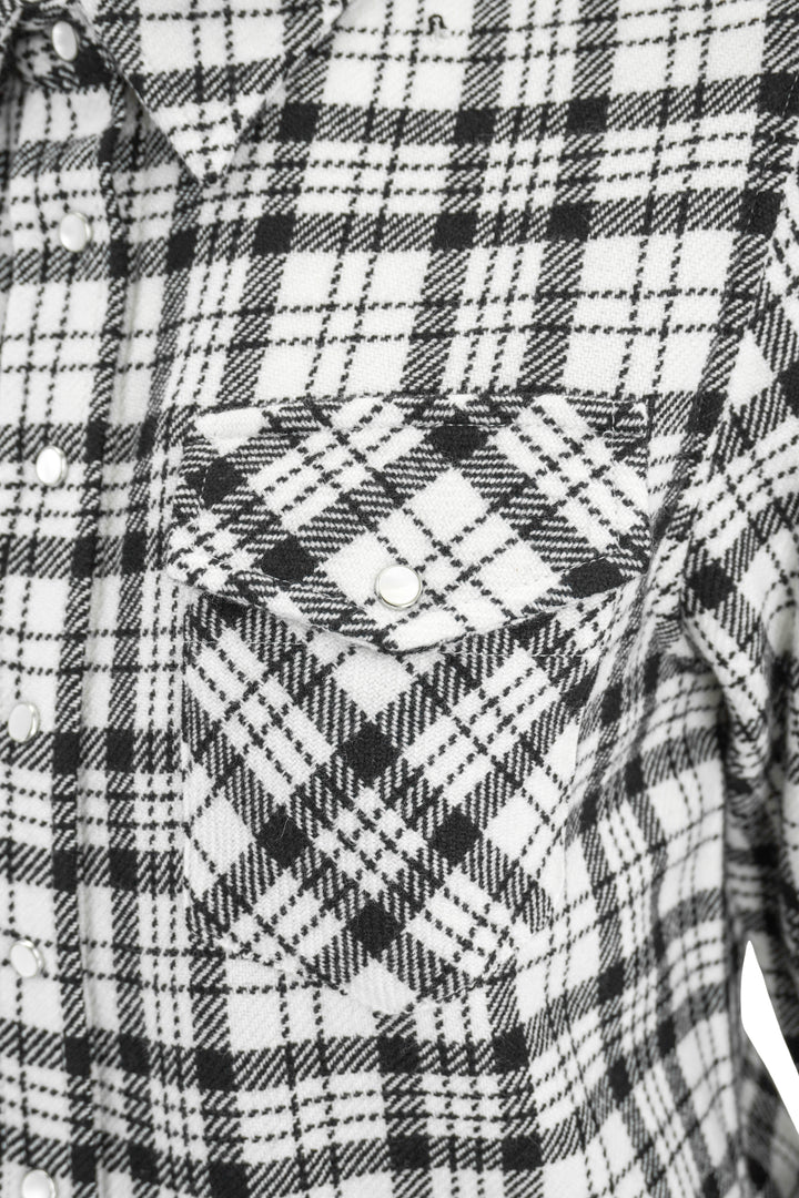 Richard Grand Plaid Cashmere Fitted Shirt in Black and White - Discounts on Richard Grand at UAL