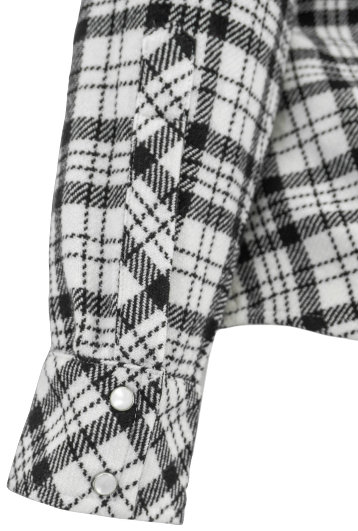 Richard Grand Plaid Cashmere Fitted Shirt in Black and White - Discounts on Richard Grand at UAL