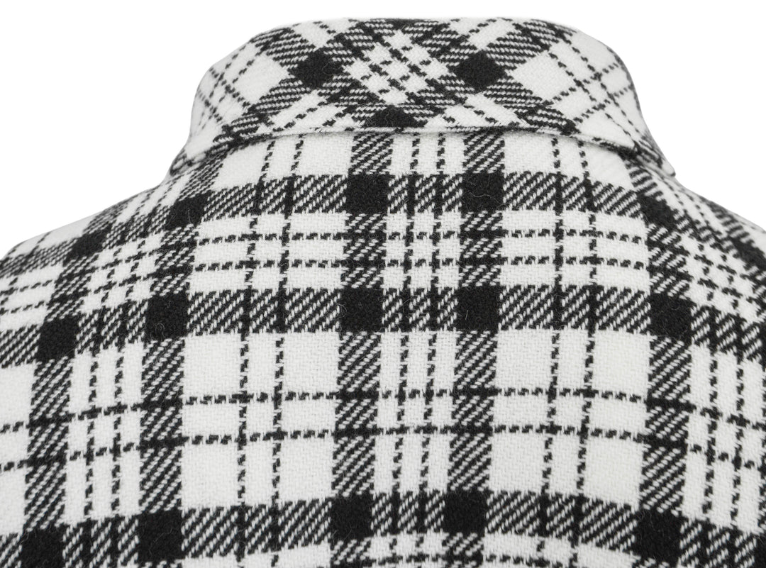 Richard Grand Plaid Cashmere Fitted Shirt in Black and White - Discounts on Richard Grand at UAL