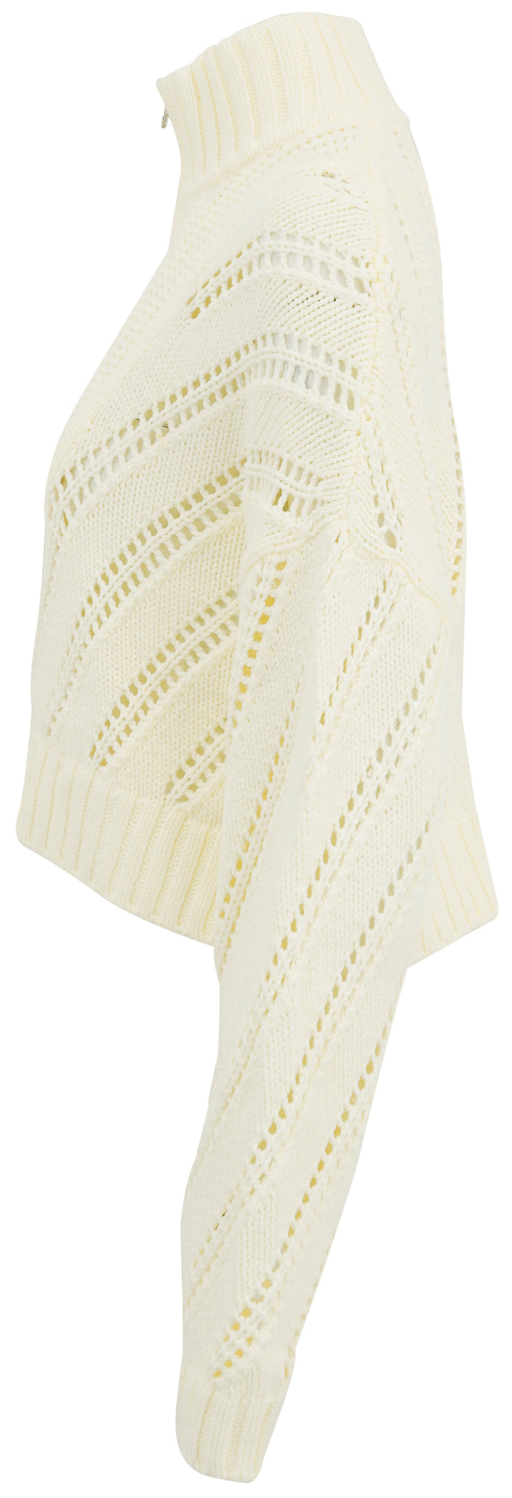 Staud Cropped Hampton Half Zip Sweater in Cream