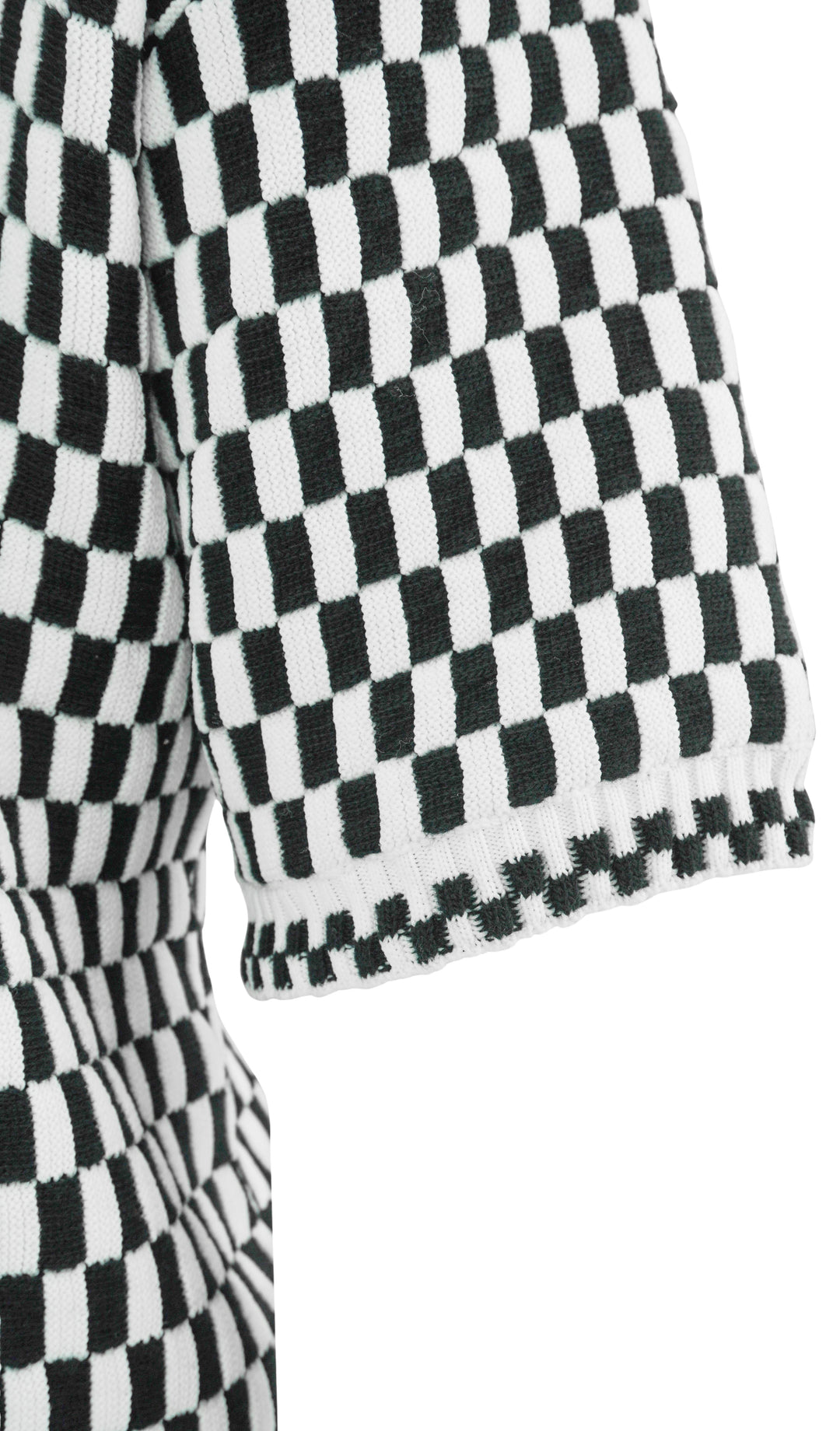 Amiri Checkered Knit Polo in Black and White - Discounts on Amiri at UAL