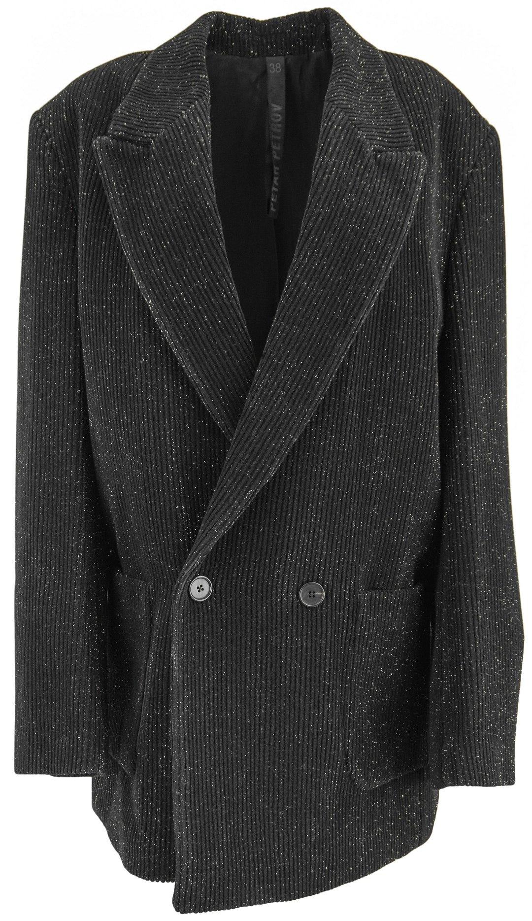 Petar Petrov Sparkle Corduroy Jacket in Black/Gold - Discounts on Saint Laurent at UAL