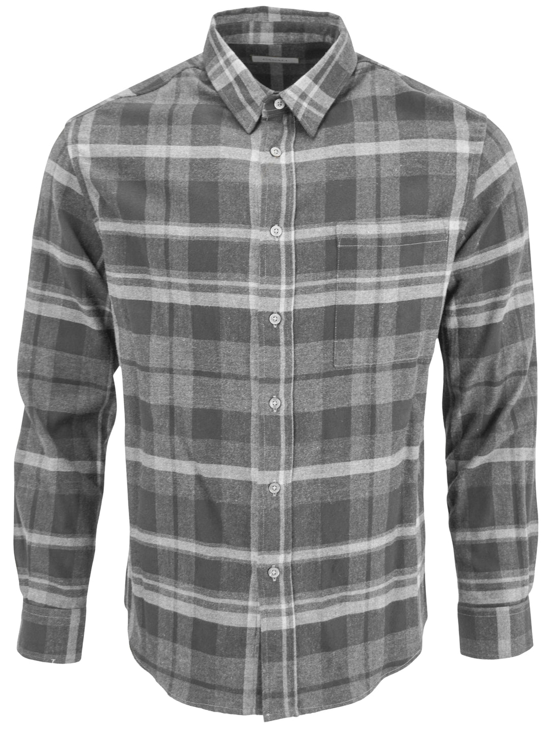 Canali Flannel Button Down in Gray Plaid - Discounts on Canali at UAL