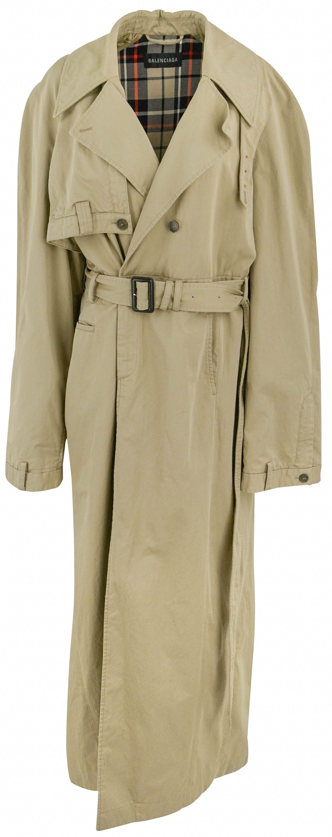 Balenciaga Oversized Asymmetrical Trench Coat in Beige - Discounts on Balenciaga at UAL