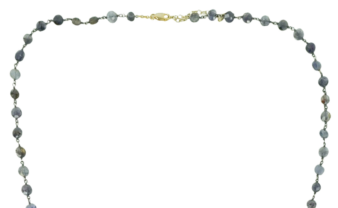Ela Rae Yaeli Coin Necklace in Iolite/Dendrite Opal - Discounts on Ela Rae at UAL