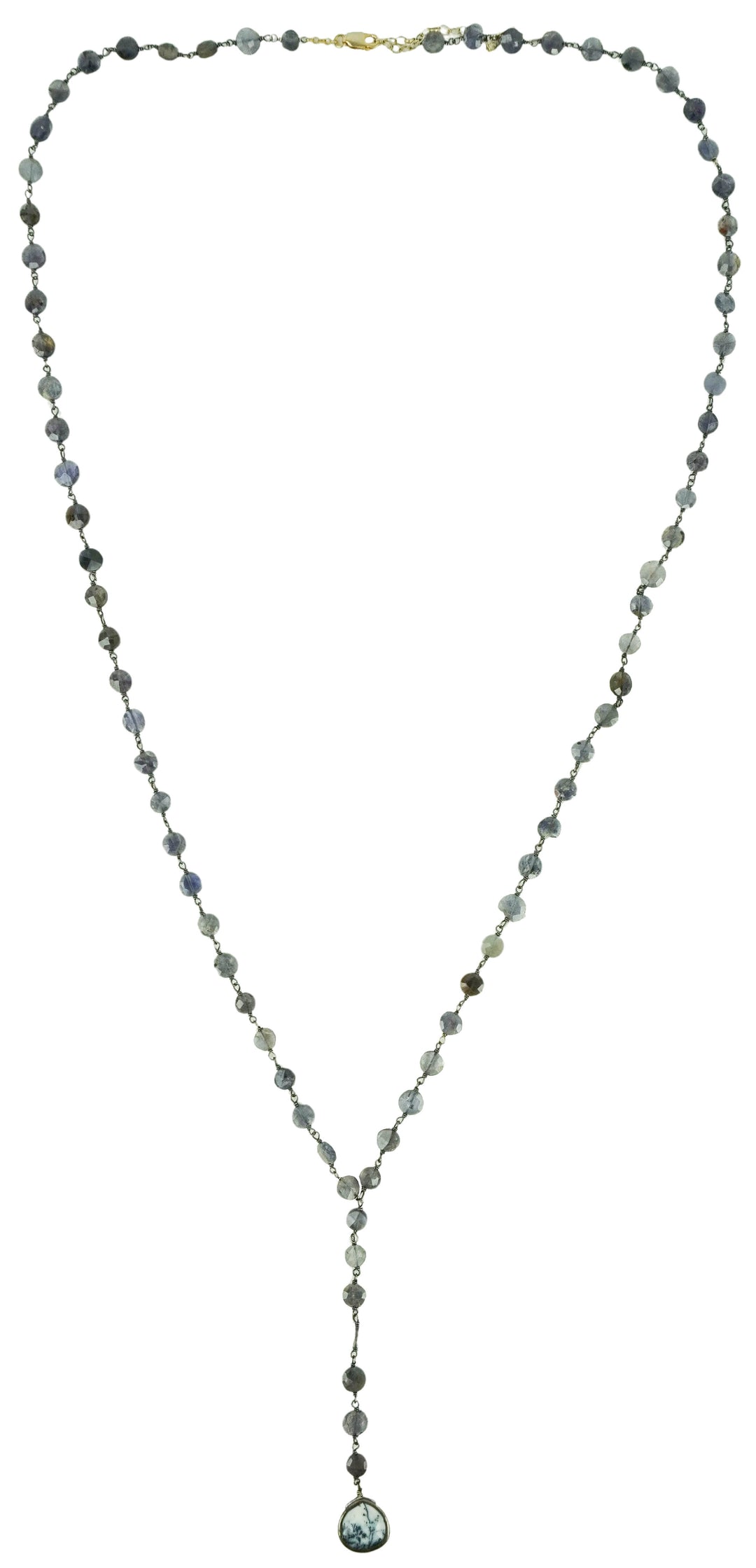 Ela Rae Yaeli Coin Necklace in Iolite/Dendrite Opal - Discounts on Ela Rae at UAL