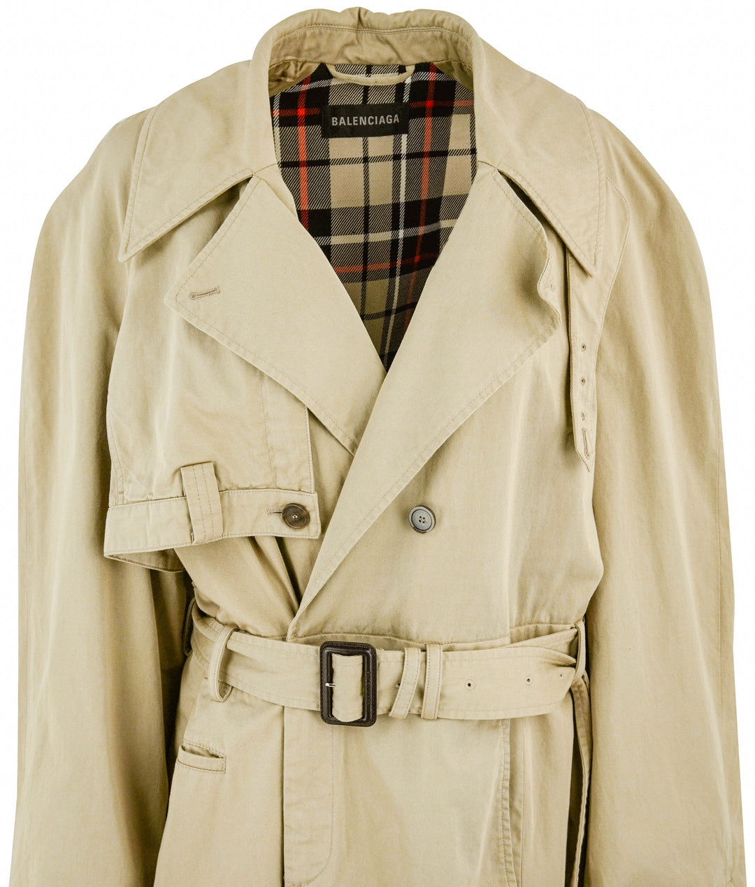 Balenciaga Oversized Asymmetrical Trench Coat in Beige - Discounts on Balenciaga at UAL