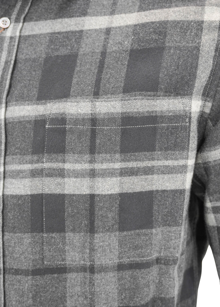 Canali Flannel Button Down in Gray Plaid - Discounts on Canali at UAL